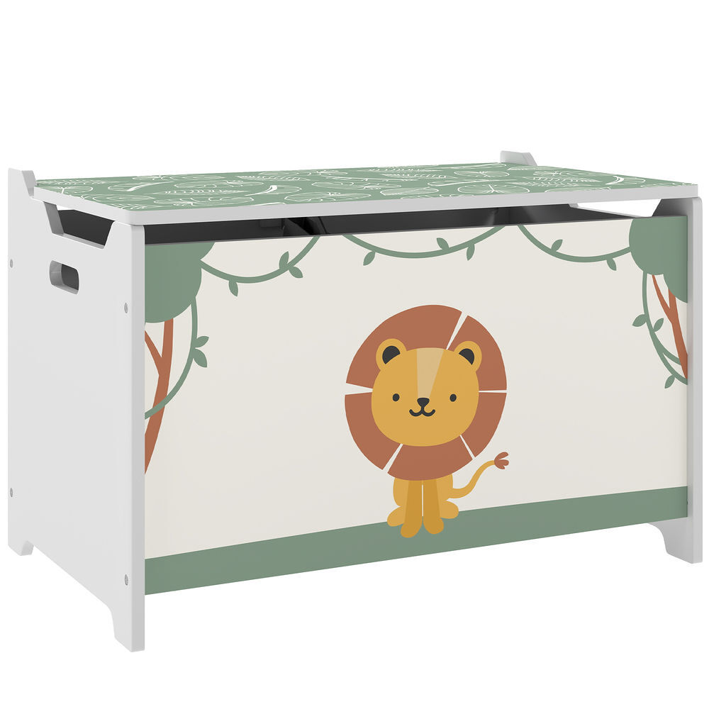 Aiyaplay baú brinquedos infantil 53 l caixa de arrumação brinquedos organizador brinquedos com tampa rebatível pistão à gaz para livros roupas 60x37x39 cm verde