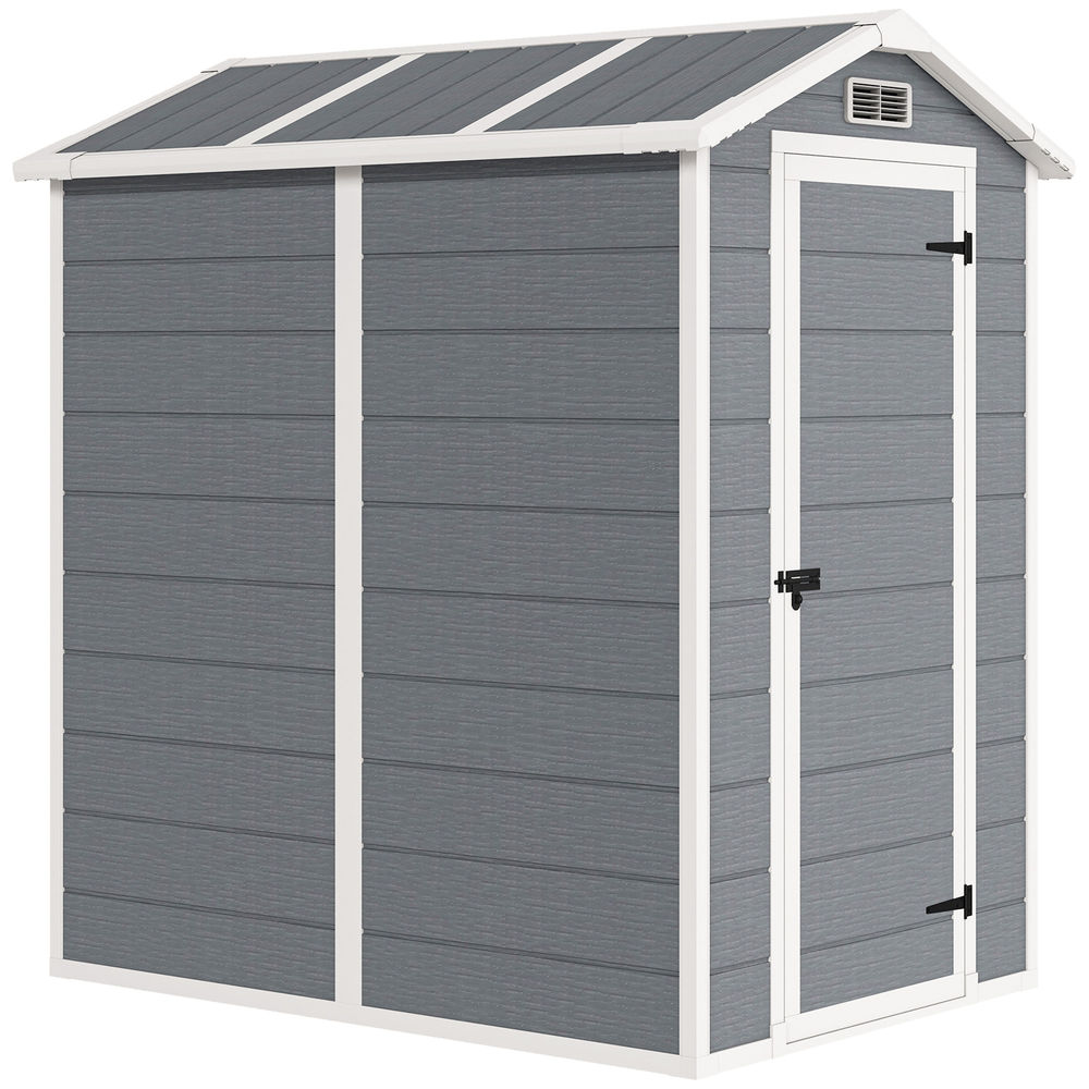 Outsunny abrigo de jardim exterior 2,1 m² 131x186x198 cm abrigo de jardim exterior com piso janela porta com fechadura ventilações para armazenamento