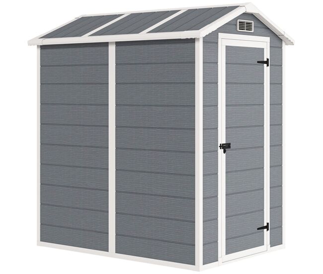 Outsunny abrigo de jardim exterior 2,1 m² 131x186x198 cm abrigo de jardim exterior com piso janela porta com fechadura ventilações para armazenamento