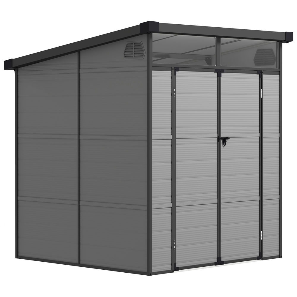 Outsunny abrigo de jardim 3,24 m² 190x191x215 cm abrigo exterior com porta de correr e trinco janela e ventilação para armazenamento de ferramentas