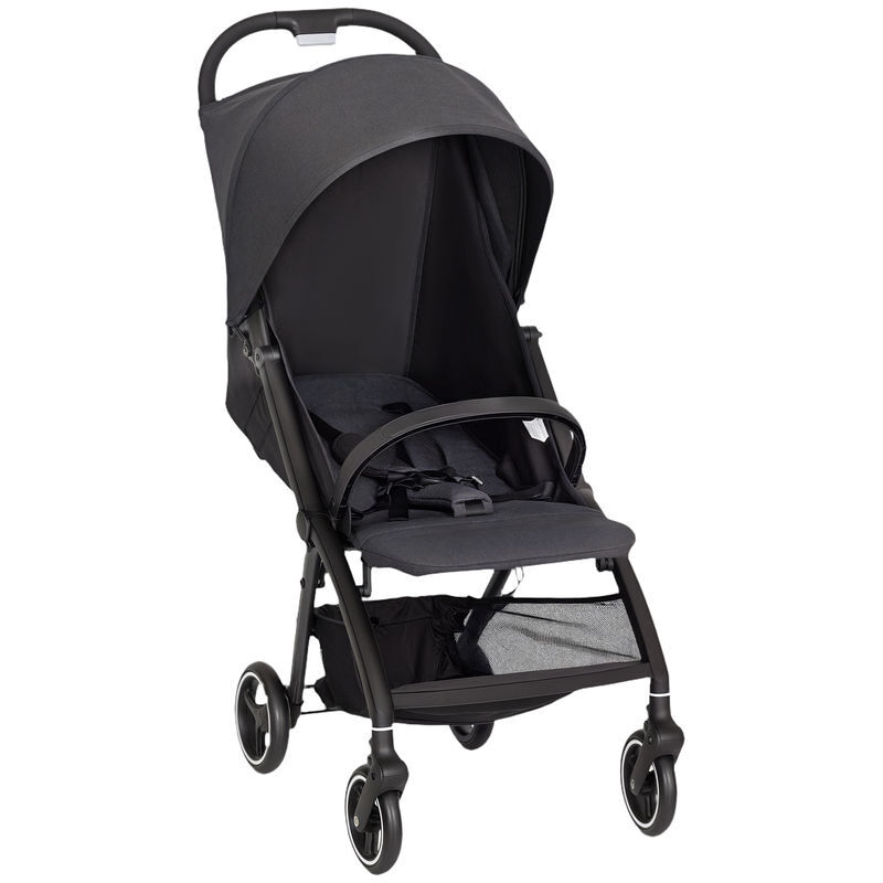 Aiyaplay carrinho de bebé dobrável com encosto reclinável apoio para os pés ajustável capota cesto e arnês de 5 pontos carga máxima 15 kg 80x46x106 cm gris escuro