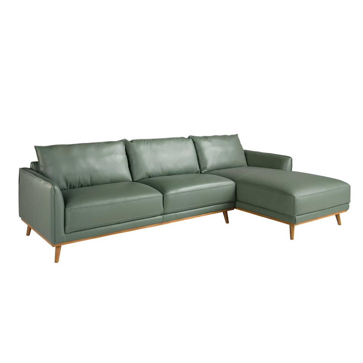 Ángel Cerdá - Canapé Chaise Longue Droite - Canapé 5 Places Chaise Longue - Canapé Modulaire - Canapés Modernes - Élégance et Fonctionnalité - Fabriqué en Cuir - Couleur Vert - 295 x 160 x 90 cm