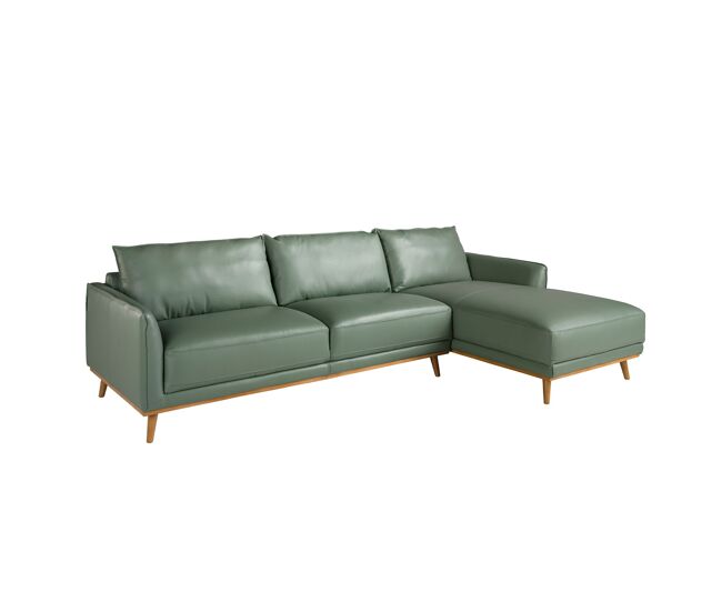 Ángel Cerdá - Canapé Chaise Longue Droite - Canapé 5 Places Chaise Longue - Canapé Modulaire - Canapés Modernes - Élégance et Fonctionnalité - Fabriqué en Cuir - Couleur Vert - 295 x 160 x 90 cm
