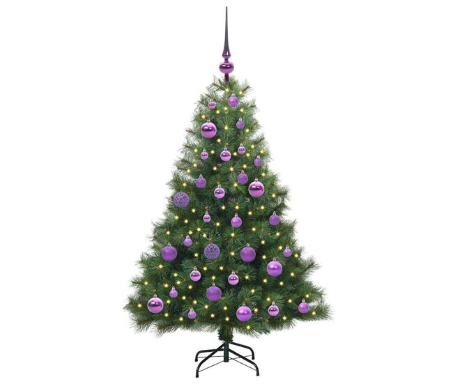 árvore de natal - pinheiro de natal artificial com 150 leds verde 120 cm pe e pvc