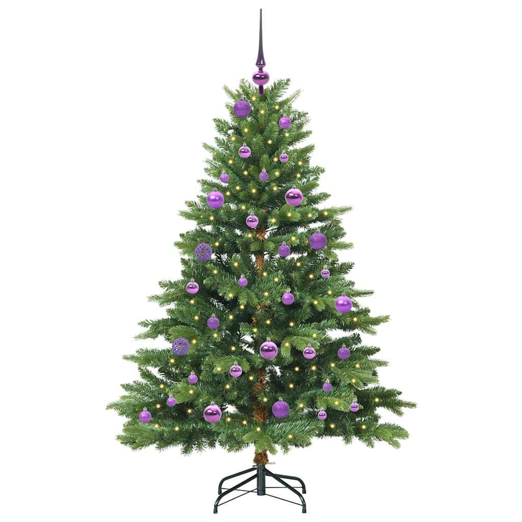 árvore de natal - pinheiro de natal artificial com 150 leds verde 150 cm pe e pvc