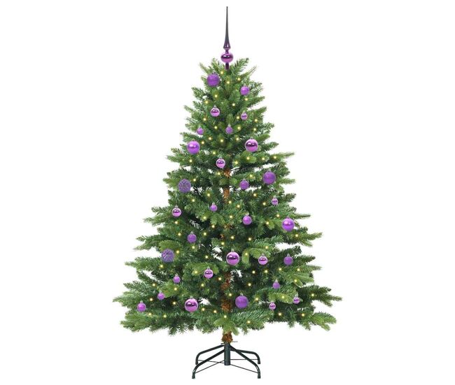 árvore de natal - pinheiro de natal artificial com 150 leds verde 150 cm pe e pvc