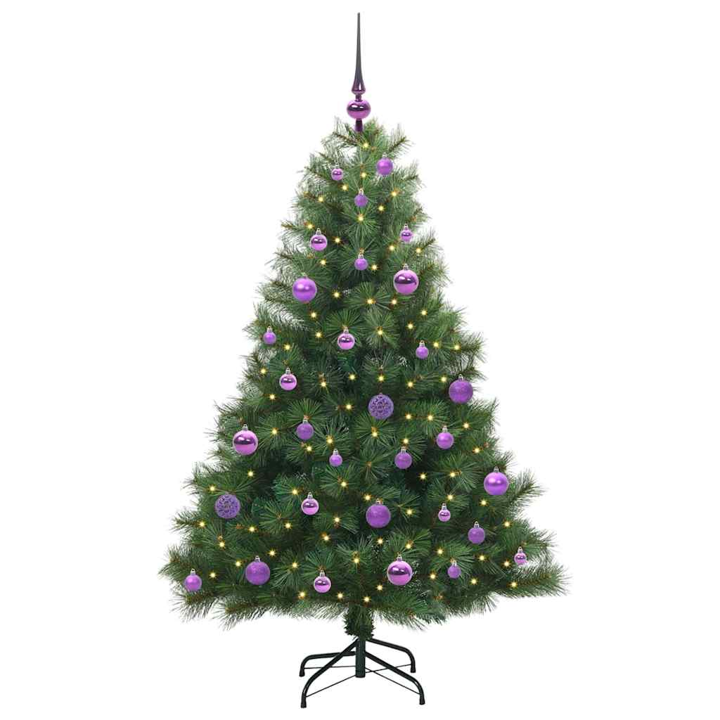 árvore de natal - pinheiro de natal artificial com 150 leds verde 150 cm pe e pvc