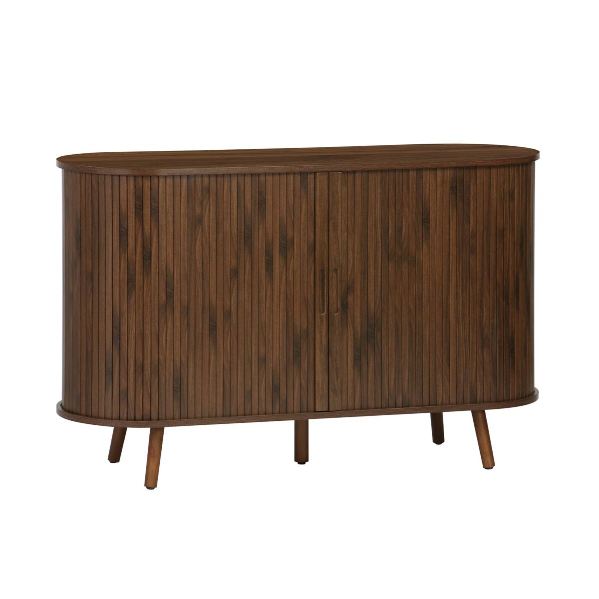 Aparador escandinavo com 2 portas de correr, 120cm, legacy, madeira de nogueira, 120x40x75 cm