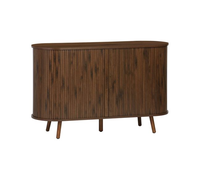 Aparador escandinavo com 2 portas de correr, 120cm, legacy, madeira de nogueira, 120x40x75 cm