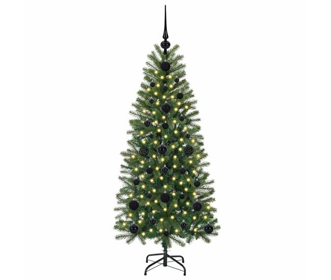 árvore de natal - pinheiro de natal artificial com 150 leds verde 120 cm pe e pvc