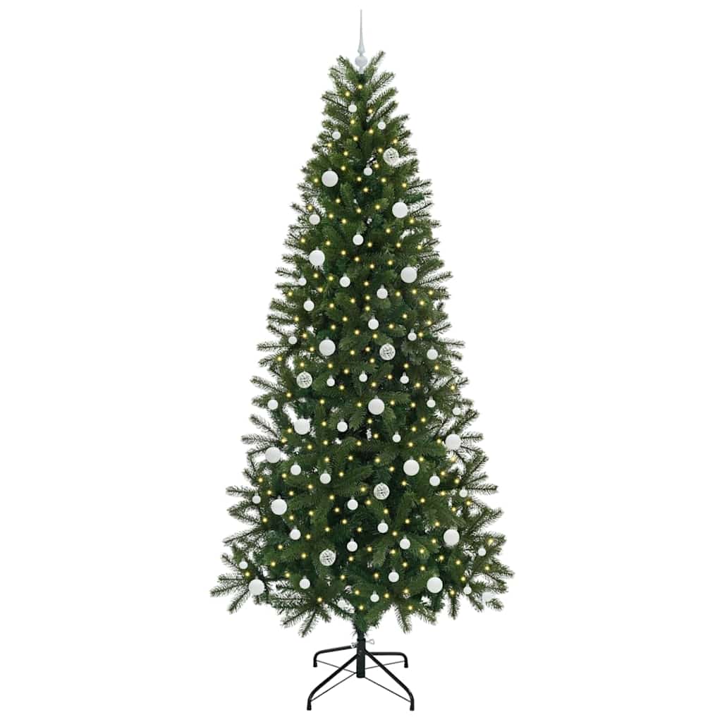 árvore de natal - pinheiro de natal artificial com 300 leds verde 240 cm pe e pvc