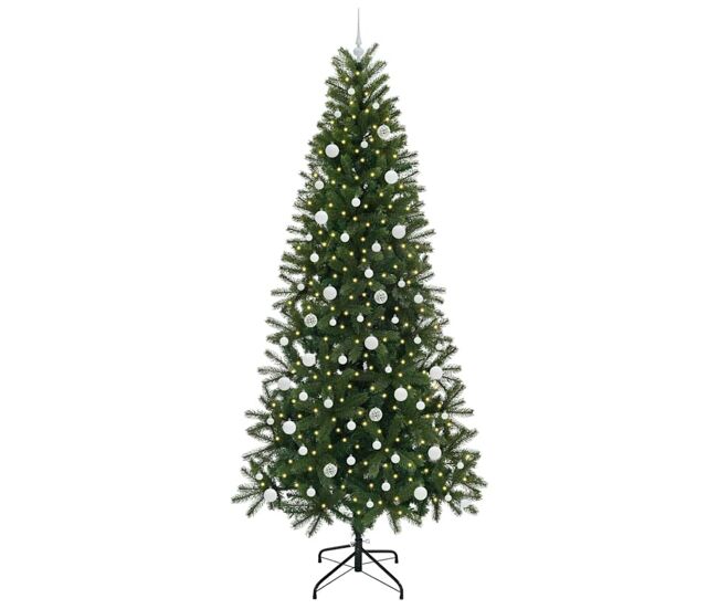 árvore de natal - pinheiro de natal artificial com 300 leds verde 240 cm pe e pvc