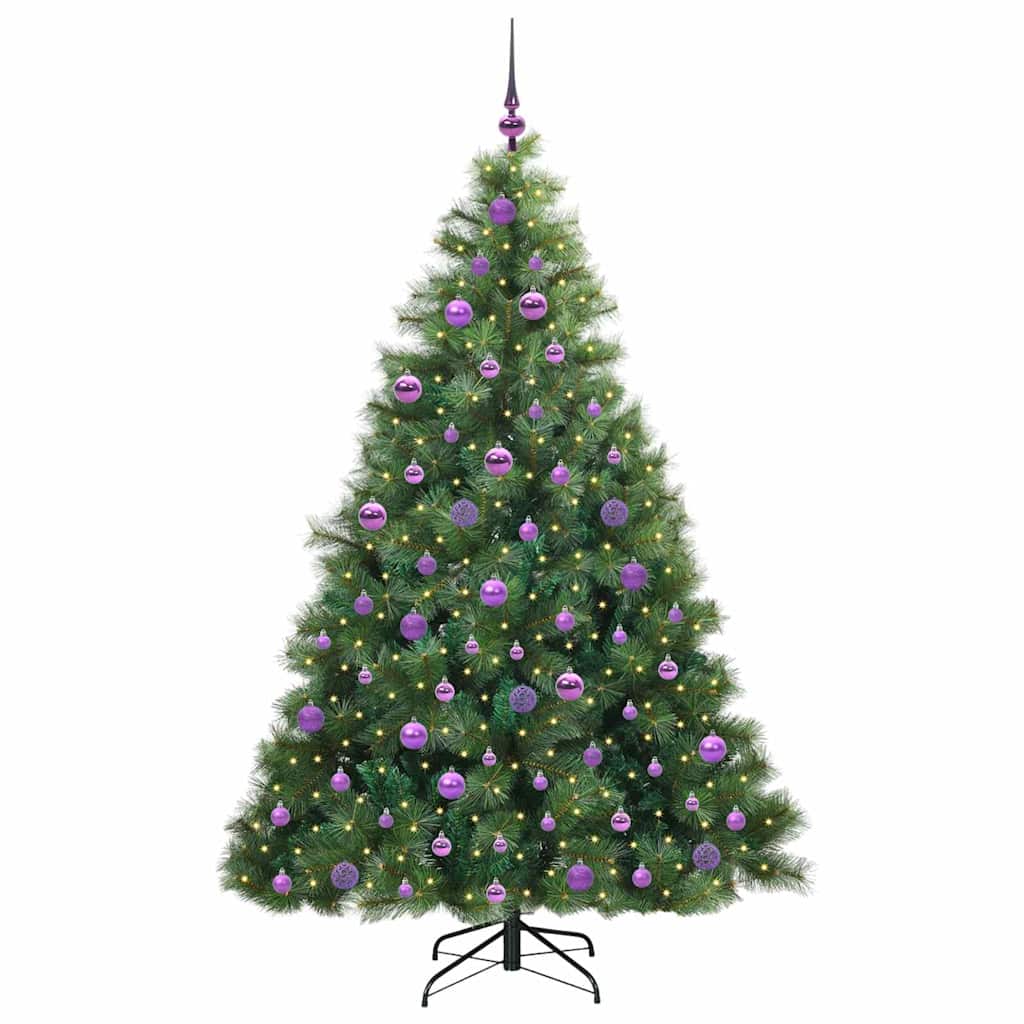 árvore de natal - pinheiro de natal artificial com 300 leds verde 180 cm pe e pvc