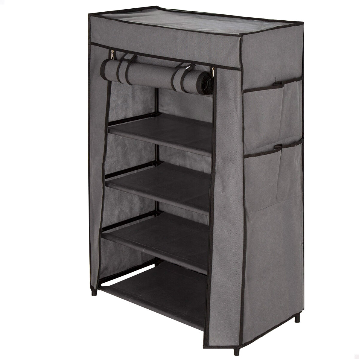 Sapateira de tecido max home com 5 prateleiras, 60x30x90 cm, com bolsos laterais