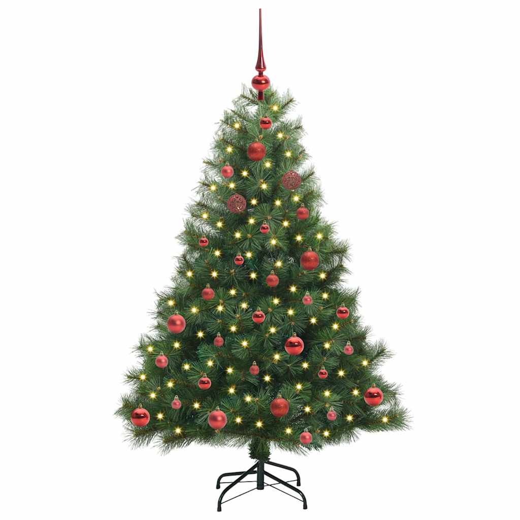 árvore de natal - pinheiro de natal artificial com 150 leds verde 150 cm pe e pvc