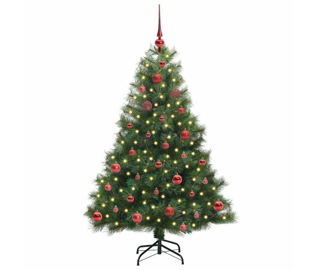 árvore de natal - pinheiro de natal artificial com 150 leds verde 150 cm pe e pvc