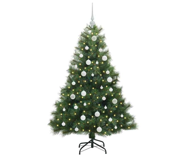 árvore de natal - pinheiro de natal artificial com 150 leds verde 150 cm pe e pvc