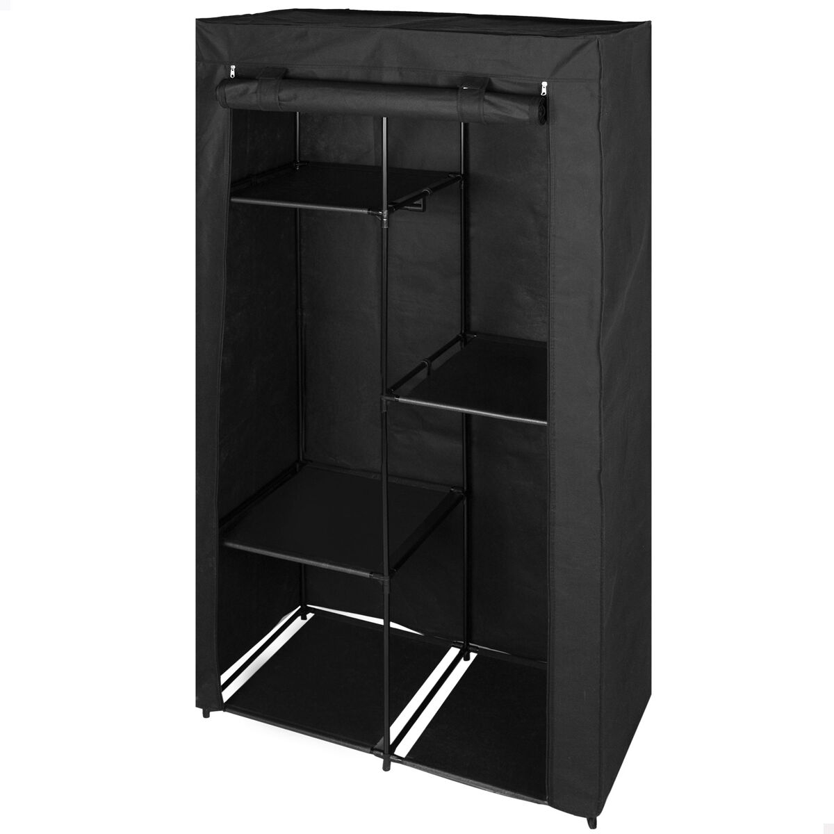 Max home roupeiro de roupa 3 prateleiras 1 varão para cabides 88x45x167 cm preto