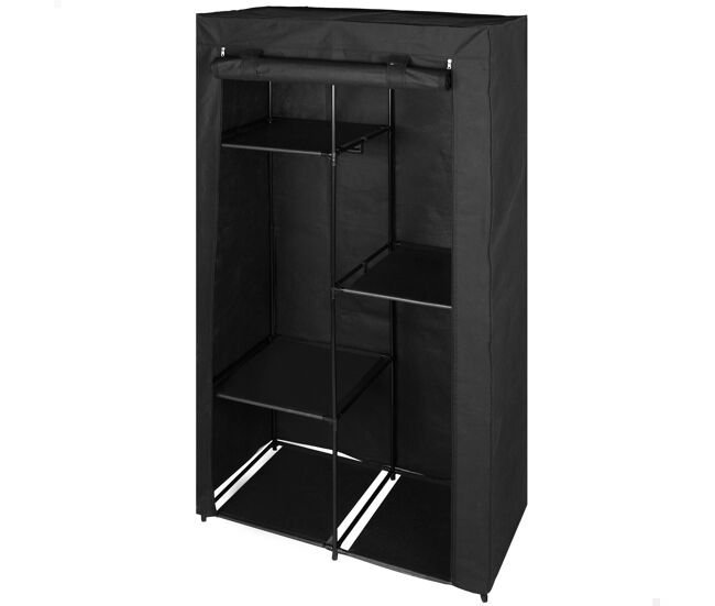 Max home roupeiro de roupa 3 prateleiras 1 varão para cabides 88x45x167 cm preto