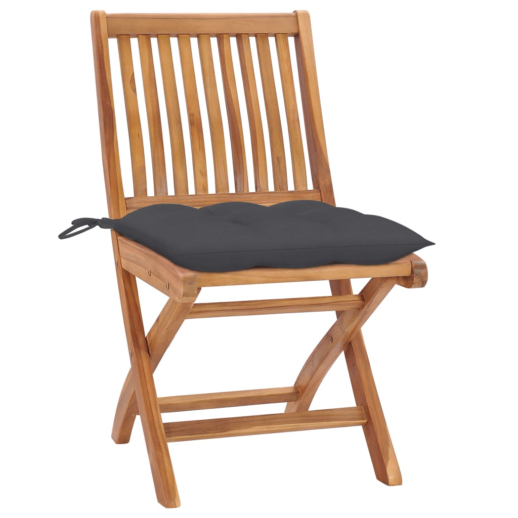 Cadeiras de jardim - cadeiras de exterior dobráveis c/ almofadões 4 pcs teca maciça