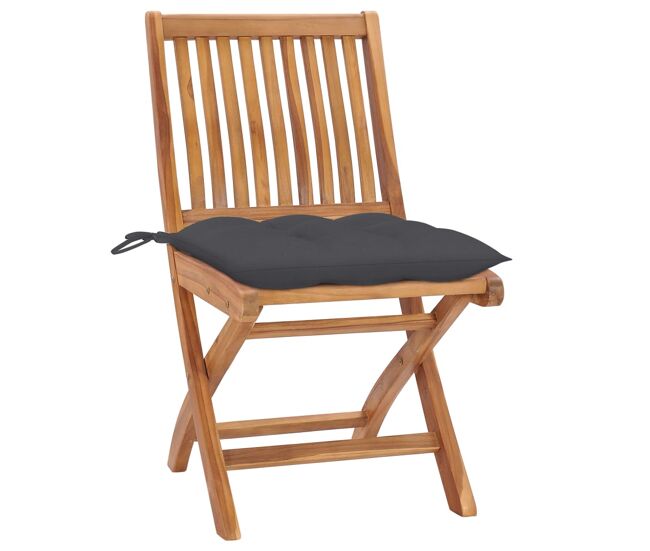 Cadeiras de jardim - cadeiras de exterior dobráveis c/ almofadões 4 pcs teca maciça