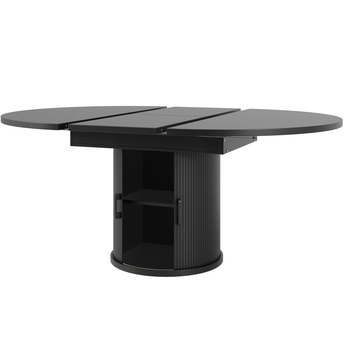 Mesa extensível redonda 118-158 cm - mesa de jantar, extensível a ovalada, capacidade para 6 pessoas - nogueira/preto