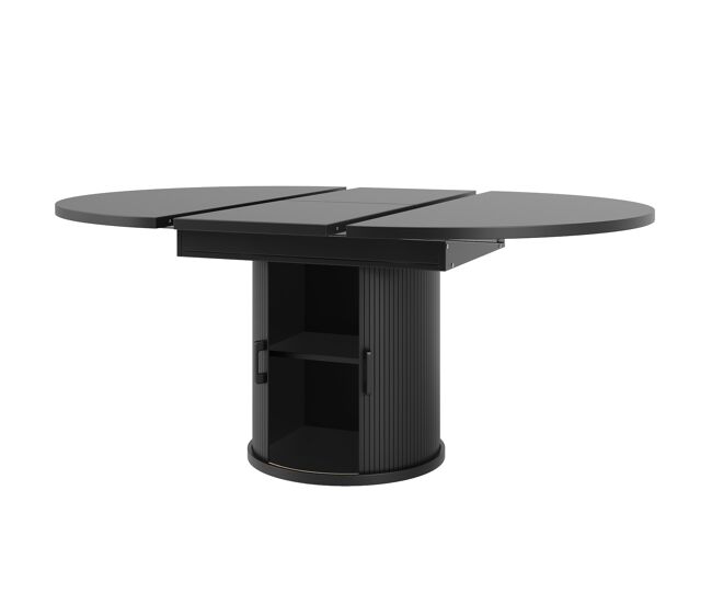 Mesa extensível redonda 118-158 cm - mesa de jantar, extensível a ovalada, capacidade para 6 pessoas - nogueira/preto