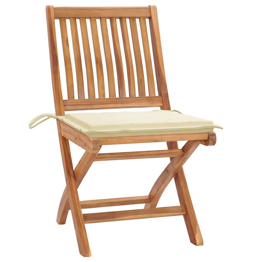 Cadeiras de jardim - cadeiras de exterior dobráveis c/ almofadões 4 pcs teca maciça