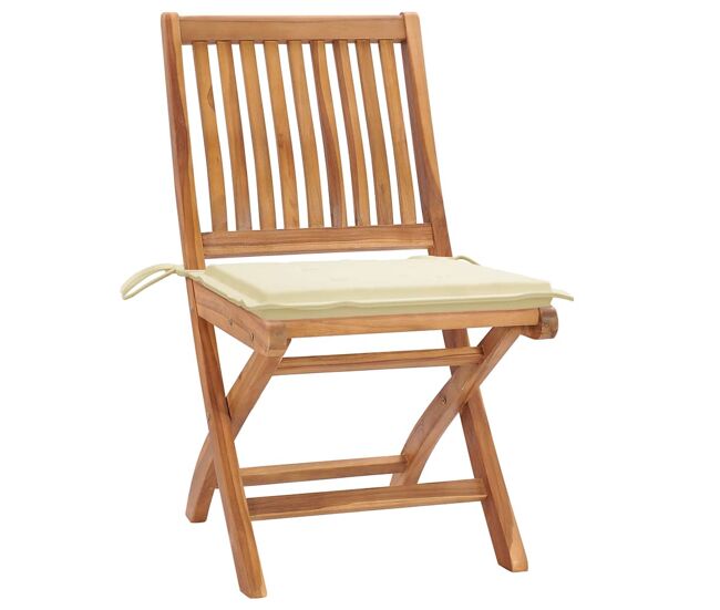 Cadeiras de jardim - cadeiras de exterior dobráveis c/ almofadões 4 pcs teca maciça