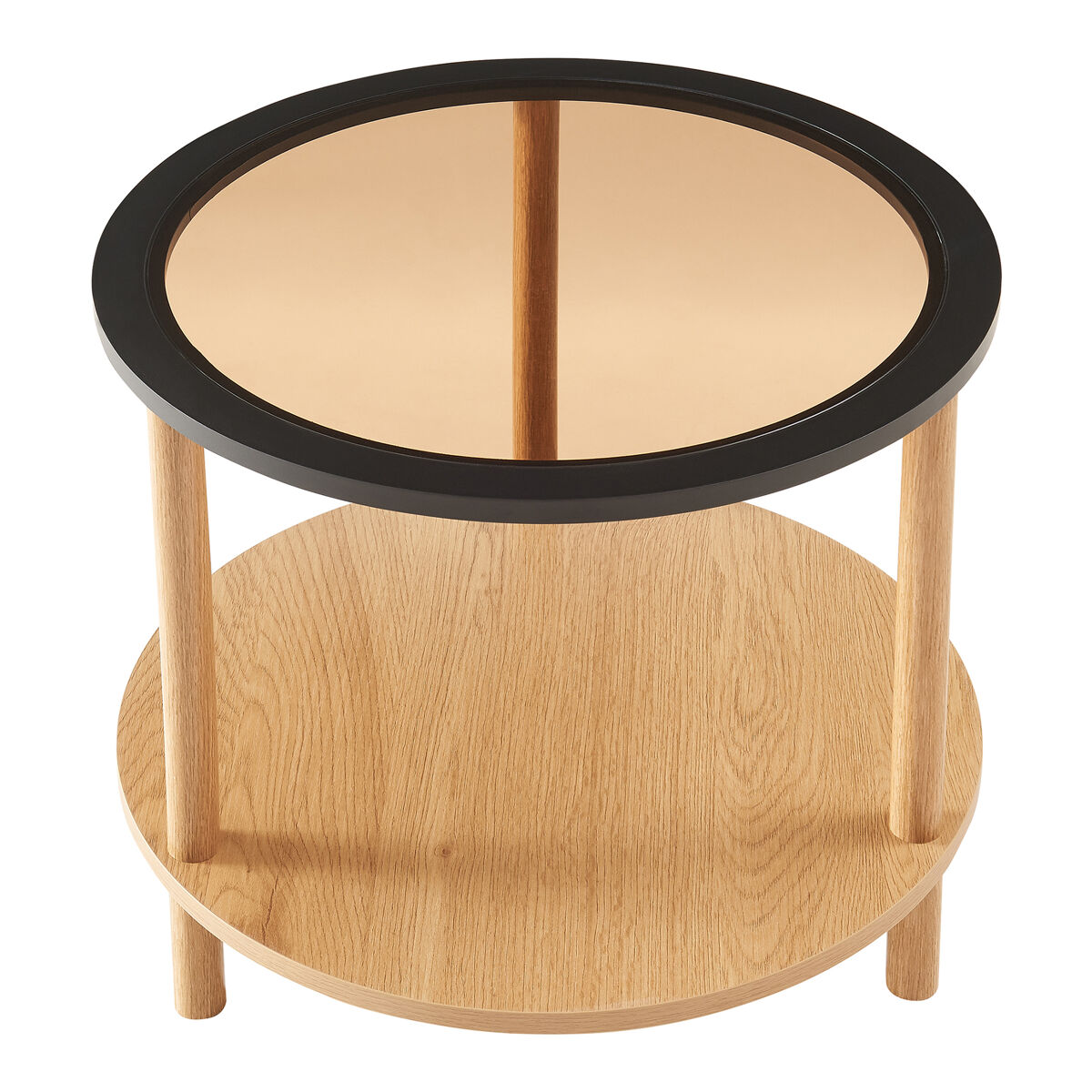 Mesa de apoio latama redonda com prateleira ø51x45 cm preto / vidro bronze [en.casa]