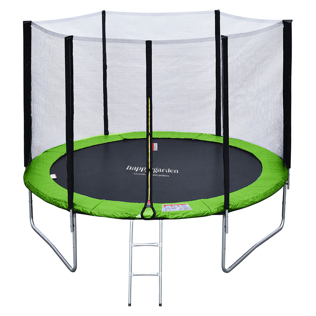 Pacote premium trampolim 305cm reversível verde / azul adelaïde + rede, escada, cobertura e kit de ancoragem