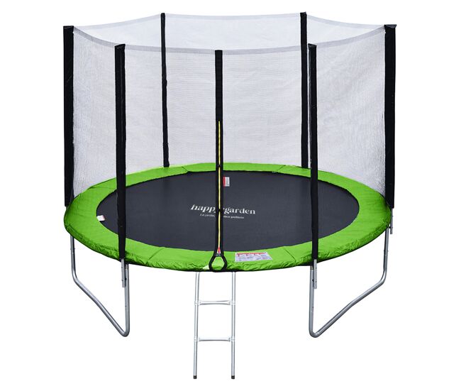 Pacote premium trampolim 305cm reversível verde / azul adelaïde + rede, escada, cobertura e kit de ancoragem