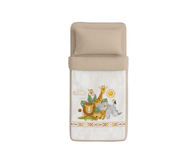 Naturals - saco nórdico estampado cama 90 - infantil - sem enchimento - inclui 1 fronha - 100% algodão - safari