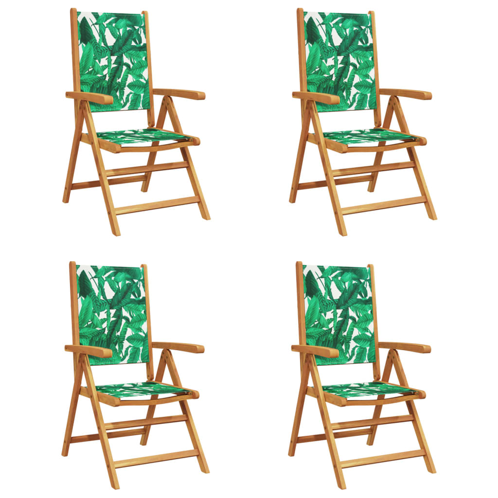 Cadeiras jardim - cadeiras exterior reclin. 4 pcs tecido/madeira maciça verde