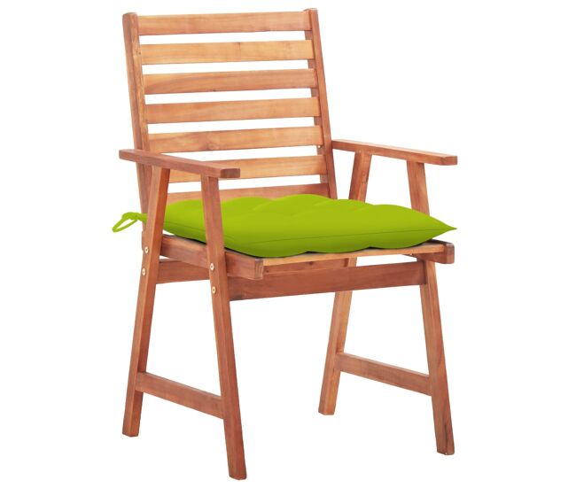 Cadeiras de jantar p/ jardim - cadeiras de exterior 3 pcs c/ almofadões acácia maciça