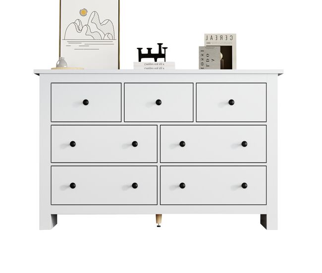 Cômoda dupla de painel de partículas com 7 gavetas,branco