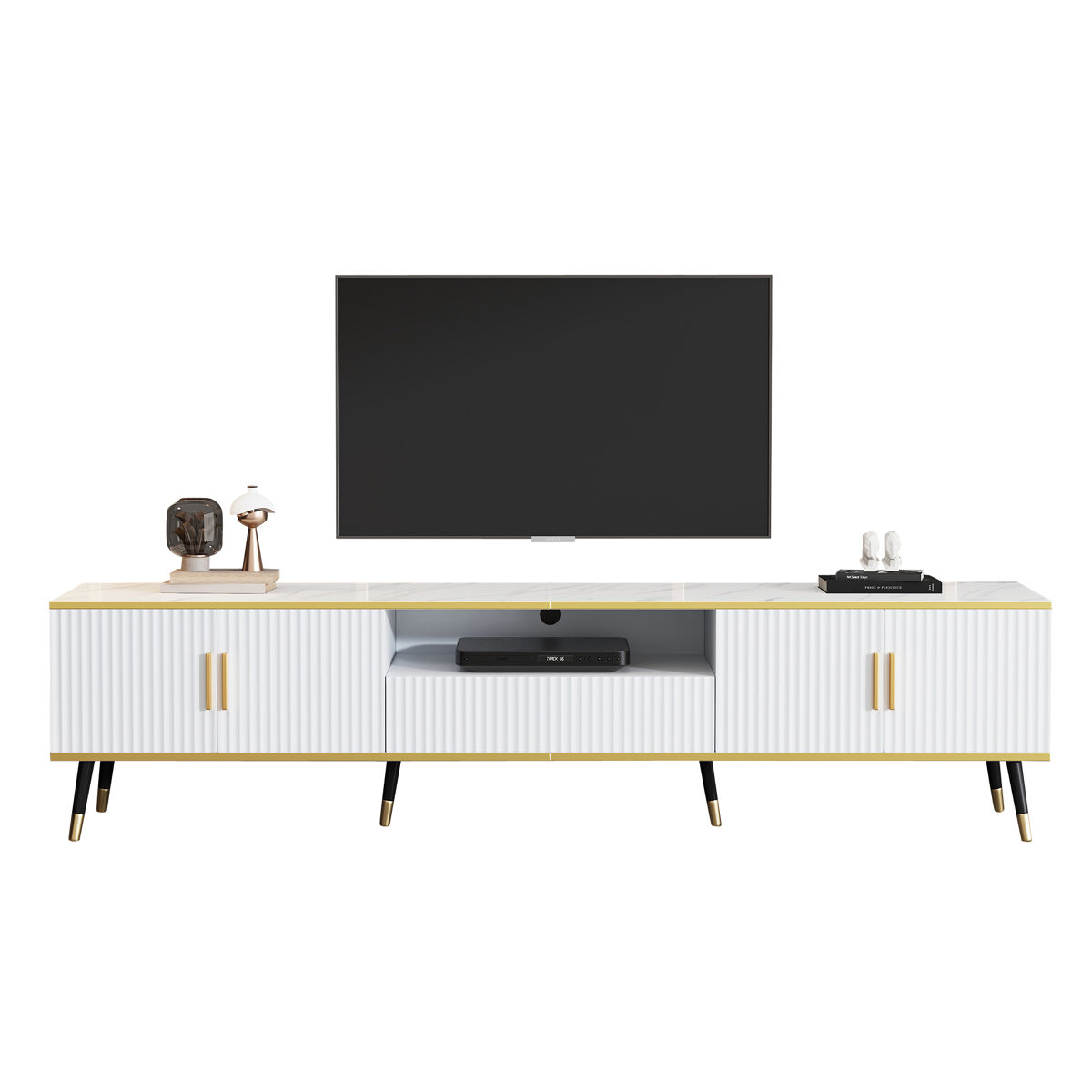 Móvel de tv 200 cm de painel de partículas com 4 portas e 1 gaveta,branco