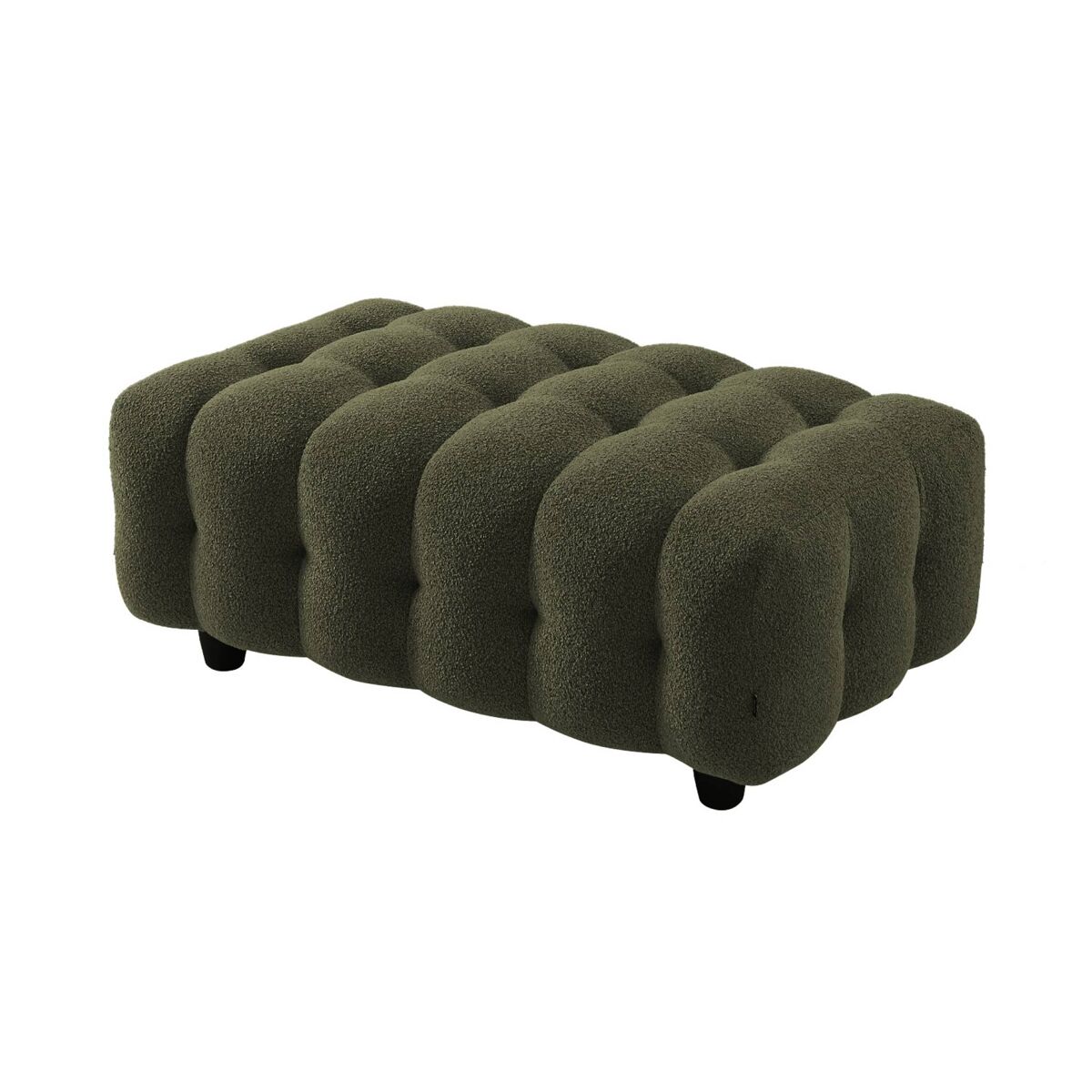 Puff para sofá textura boucle de 3 lugares, leon boucle, verde caqui, 115x70x48 cm
