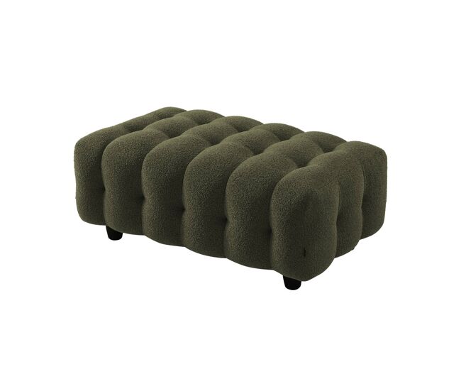 Puff para sofá textura boucle de 3 lugares, leon boucle, verde caqui, 115x70x48 cm