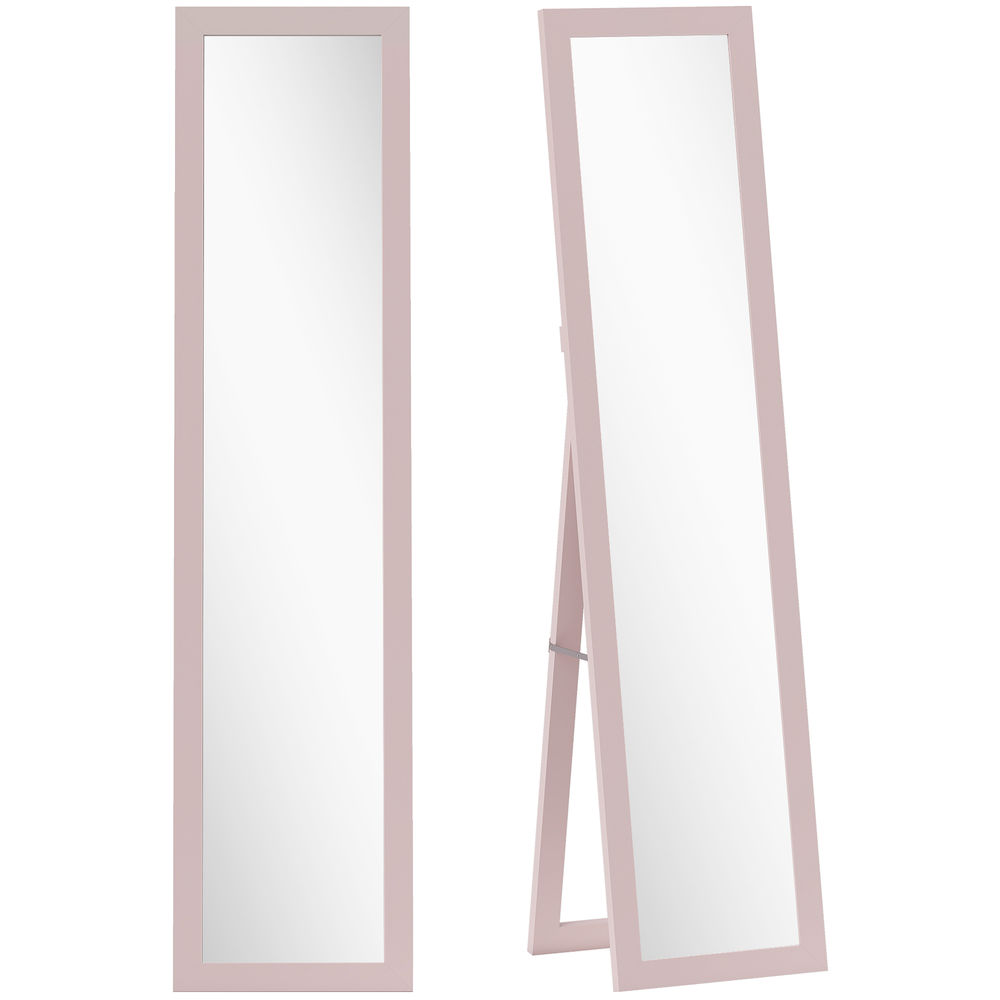 Homcom espelho de corpo inteiro 37x155 cm espelho de pé espelho de parede retangular com estrutura de madeira decorativo para sala de estar dormitório