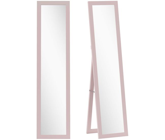 Homcom espelho de corpo inteiro 37x155 cm espelho de pé espelho de parede retangular com estrutura de madeira decorativo para sala de estar dormitório