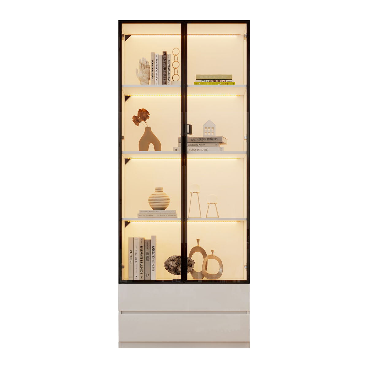 Vitrine com 2 portas e 2 gavetas