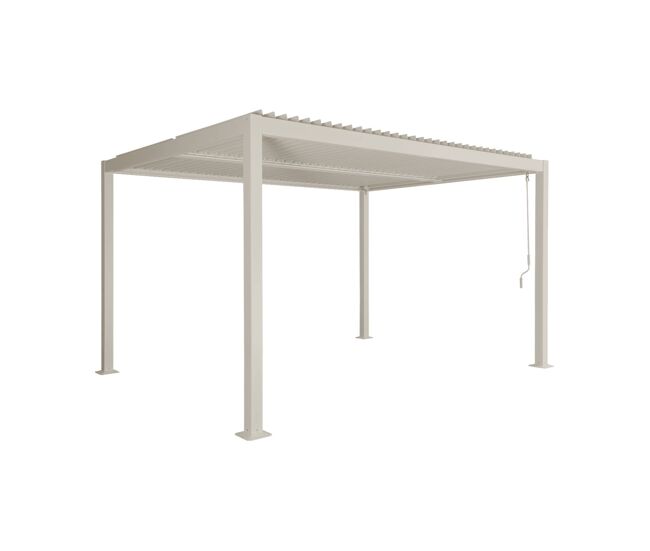 Pérgola bioclimática 3x4m alumínio e acier lâminas orientáveis, palace 3x4m, beige, 392x292x211 cm