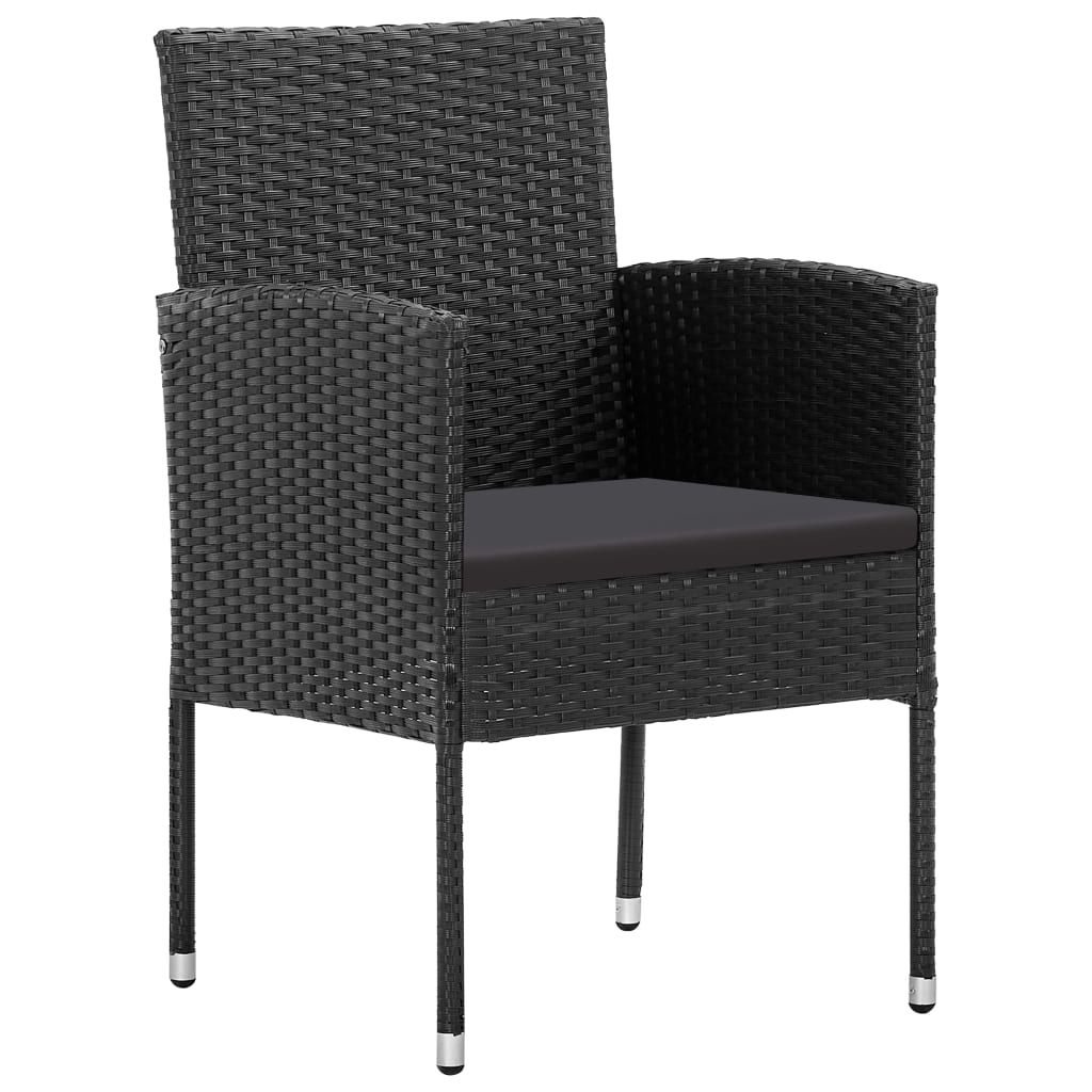 Cadeiras de jardim - cadeiras de exterior com almofadões pretos 4 pcs vime pe preto