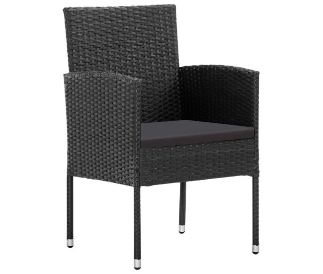Cadeiras de jardim - cadeiras de exterior com almofadões pretos 4 pcs vime pe preto