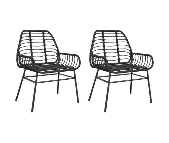 Conjunto 2 cadeiras de jardim - cadeiras exterior vime, preto