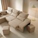 Sofá chaise longue Amethyst com pufes e espaço de armazenamento 225 à esquerda Sofá chaise longue Amethyst com pufes e espaço de armazenamento 225 à esquerda Bege