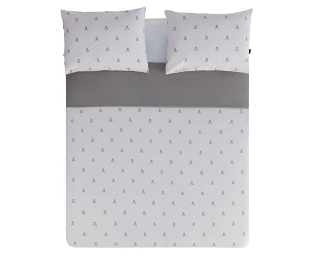 Cama definida (estojo nórdico 240x220 + 2 50x85cm travesseiros) 100% de algodão cinza escuro e cambalhotas cinza cinza