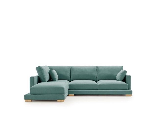 Sofá chaise longue nordic grand class turquesa, lado esquerdo