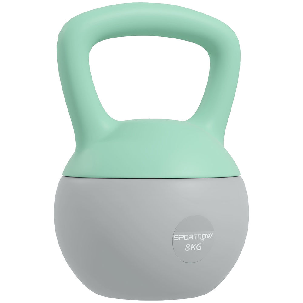 Sportnow kettlebell de 8 kg pesa russa preenchida de areia metálica e alça antiderrapante para treino de musculação em casa ginásio 19x19x28 cm